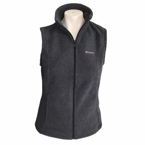 Columbia S Fleece Vest Gray Zip NWT $45 - Picture 1 of 6